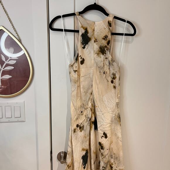 NWT Zara ZW Collection Cream Printer High Neck Gathered Maxi Dress Small - Picture 4 of 12